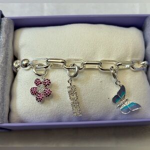 Charmelier Wings of Renewal Charm Bracelet | CZ Silver Plated | Adjustable | NWT